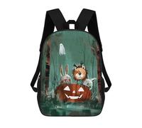 sinyumoney Kids Backpacks, Pumpkin Parade - Whimsical Halloween Critters Kids Backpack Student School Bag 3D Printed Bag Travel Backpacks Fashion Backpack Children Waterproof School Bags 17inch