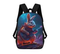 sinyumoney Kids Backpacks Rabbit Playing Guitar in Cave Backpack School Backpack Children School Bag Travel Rucksacks Book Bags 3D Printed Backpack for Kids Boys And Girls 17inch