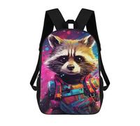 sinyumoney Kids Backpacks, Raccoon in Space Suit Art Print Kids Backpack Student School Bag 3D Printed Bag Travel Backpacks Fashion Backpack Children Waterproof School Bags 17inch