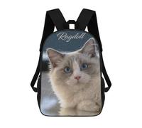 sinyumoney Kids Backpacks Ragdoll Cat Portrait Backpack School Backpack Children School Bag Travel Rucksacks Book Bags 3D Printed Backpack for Kids Boys And Girls 17inch