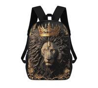sinyumoney Kids Backpacks, Regal Lion Majesty -5 Kids Backpack Student School Bag 3D Printed Bag Travel Backpacks Fashion Backpack Children Waterproof School Bags 17inch