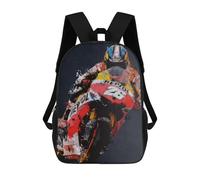 sinyumoney Kids Backpacks, Rider in Motion Artistic Speed Kids Backpack Student School Bag 3D Printed Bag Travel Backpacks Fashion Backpack Children Waterproof School Bags 17inch