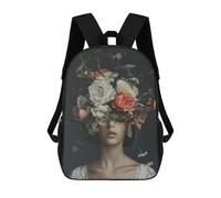 sinyumoney Kids Backpacks, Roses Floral Woman Lady Kids Backpack Student School Bag 3D Printed Bag Travel Backpacks Fashion Backpack Children Waterproof School Bags 17inch