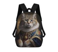 sinyumoney Kids Backpacks, Royal Cat Portrait-2 Kids Backpack Student School Bag 3D Printed Bag Travel Backpacks Fashion Backpack Children Waterproof School Bags 17inch