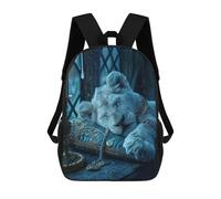 sinyumoney Kids Backpacks Royal White Lion Cub Resting Backpack School Backpack Children School Bag Travel Rucksacks Book Bags 3D Printed Backpack for Kids Boys And Girls 17inch