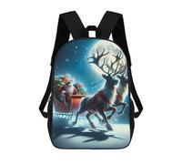 sinyumoney Kids Backpacks Santa's Nightly Journey Backpack School Backpack Children School Bag Travel Rucksacks Book Bags 3D Printed Backpack for Kids Boys And Girls 17inch