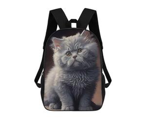sinyumoney Kids Backpacks, Selkirk Rex Cat Oil Paint Kids Backpack Student School Bag 3D Printed Bag Travel Backpacks Fashion Backpack Children Waterproof School Bags 17inch