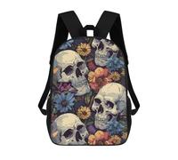 sinyumoney Kids Backpacks, Skulls And Roses Kids Backpack Student School Bag 3D Printed Bag Travel Backpacks Fashion Backpack Children Waterproof School Bags 17inch