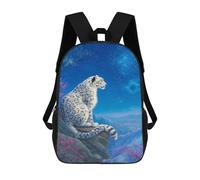 sinyumoney Kids Backpacks Snow Leopard Moonlit Night Backpack School Backpack Children School Bag Travel Rucksacks Book Bags 3D Printed Backpack for Kids Boys And Girls 17inch