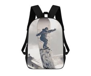 sinyumoney Kids Backpacks Snowboard Art Installation Backpack School Backpack Children School Bag Travel Rucksacks Book Bags 3D Printed Backpack for Kids Boys And Girls 17inch