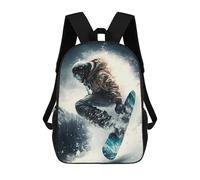 sinyumoney Kids Backpacks, Snowboarder in Action -1 Kids Backpack Student School Bag 3D Printed Bag Travel Backpacks Fashion Backpack Children Waterproof School Bags 17inch