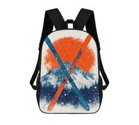 sinyumoney Kids Backpacks, Snowy Mountain Ski Adventure Kids Backpack Student School Bag 3D Printed Bag Travel Backpacks Fashion Backpack Children Waterproof School Bags 17inch