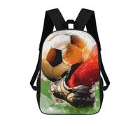 sinyumoney Kids Backpacks, Soccer Ball Kick Watercolor Art Kids Backpack Student School Bag 3D Printed Bag Travel Backpacks Fashion Backpack Children Waterproof School Bags 17inch