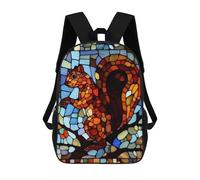 sinyumoney Kids Backpacks, Stained Glass Squirrel Artwork Kids Backpack Student School Bag 3D Printed Bag Travel Backpacks Fashion Backpack Children Waterproof School Bags 17inch