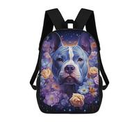 sinyumoney Kids Backpacks Starry Night Floral Dog Portrait Backpack School Backpack Children School Bag Travel Rucksacks Book Bags 3D Printed Backpack for Kids Boys And Girls 17inch