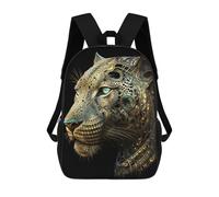 sinyumoney Kids Backpacks Steampunk Leopard Portrait Backpack School Backpack Children School Bag Travel Rucksacks Book Bags 3D Printed Backpack for Kids Boys And Girls 17inch