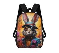 sinyumoney Kids Backpacks, Steampunk Rabbit Portrait Kids Backpack Student School Bag 3D Printed Bag Travel Backpacks Fashion Backpack Children Waterproof School Bags 17inch