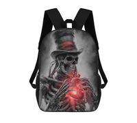 sinyumoney Kids Backpacks Steampunk Skeleton with Heart Backpack School Backpack Children School Bag Travel Rucksacks Book Bags 3D Printed Backpack for Kids Boys And Girls 17inch