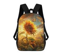 sinyumoney Kids Backpacks, Sunflower Field Sunset-11 Kids Backpack Student School Bag 3D Printed Bag Travel Backpacks Fashion Backpack Children Waterproof School Bags 17inch