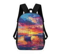 sinyumoney Kids Backpacks, Sunset Serenity on Water Kids Backpack Student School Bag 3D Printed Bag Travel Backpacks Fashion Backpack Children Waterproof School Bags 17inch