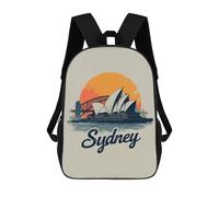 sinyumoney Kids Backpacks, Sydney Opera House And Harbour Bridge Kids Backpack Student School Bag 3D Printed Bag Travel Backpacks Fashion Backpack Children Waterproof School Bags 17inch