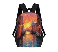 sinyumoney Kids Backpacks, The Grand Canal in Venice Kids Backpack Student School Bag 3D Printed Bag Travel Backpacks Fashion Backpack Children Waterproof School Bags 17inch