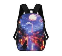 sinyumoney Kids Backpacks Tokyo Night Tranquility Backpack School Backpack Children School Bag Travel Rucksacks Book Bags 3D Printed Backpack for Kids Boys And Girls 17inch