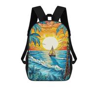 sinyumoney Kids Backpacks Tropical Sunset Sail-1 Backpack School Backpack Children School Bag Travel Rucksacks Book Bags 3D Printed Backpack for Kids Boys And Girls 17inch