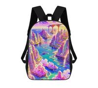 sinyumoney Kids Backpacks, Vibrant Future Cityscape Kids Backpack Student School Bag 3D Printed Bag Travel Backpacks Fashion Backpack Children Waterproof School Bags 17inch