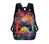 sinyumoney Kids Backpacks, Vibrant Gaming Controller Artwork -58 Kids Backpack Student School Bag 3D Printed Bag Travel Backpacks Fashion Backpack Children Waterproof School Bags 17inch