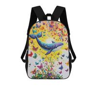 sinyumoney Kids Backpacks, Whale And Butterfly Fantasy-2 Kids Backpack Student School Bag 3D Printed Bag Travel Backpacks Fashion Backpack Children Waterproof School Bags 17inch