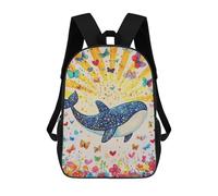sinyumoney Kids Backpacks, Whale Butterfly Garden Art Print Kids Backpack Student School Bag 3D Printed Bag Travel Backpacks Fashion Backpack Children Waterproof School Bags 17inch