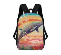 sinyumoney Kids Backpacks Whale Rainbow Fantasy Backpack School Backpack Children School Bag Travel Rucksacks Book Bags 3D Printed Backpack for Kids Boys And Girls 17inch