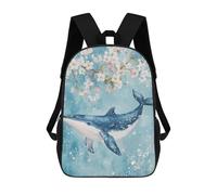sinyumoney Kids Backpacks Whale with Cherry Blossoms Art Print Backpack School Backpack Children School Bag Travel Rucksacks Book Bags 3D Printed Backpack for Kids Boys And Girls 17inch