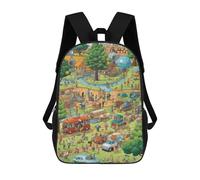sinyumoney Kids Backpacks Whimsical Festival Scene Backpack School Backpack Children School Bag Travel Rucksacks Book Bags 3D Printed Backpack for Kids Boys And Girls 17inch