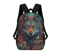sinyumoney Kids Backpacks, Whimsical Wolf in Nature Kids Backpack Student School Bag 3D Printed Bag Travel Backpacks Fashion Backpack Children Waterproof School Bags 17inch