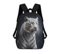 sinyumoney Kids Backpacks White Tiger in Rain Backpack School Backpack Children School Bag Travel Rucksacks Book Bags 3D Printed Backpack for Kids Boys And Girls 17inch