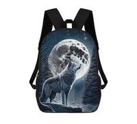 sinyumoney Kids Backpacks Wolf Howling at Moon -4 Backpack School Backpack Children School Bag Travel Rucksacks Book Bags 3D Printed Backpack for Kids Boys And Girls 17inch