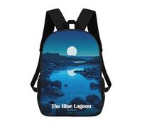 sinyumoney Kids Blue Lagoon Iceland Backpack for Boys And Girls, Kid Backpack Travel Bagpack School Bag for Teenagers 17inch