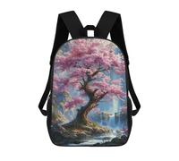 sinyumoney Kids Cherry Blossom Waterfall Landscape Backpack for Boys And Girls, Kid Backpack Travel Bagpack School Bag for Teenagers 17inch