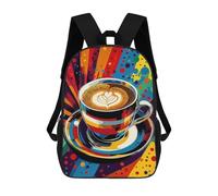 sinyumoney Kids Children 17inch School Backpack Colorful Latte Art Poster Bookbags Casual Travel Rucksack 3D Printed Boys Girls Large Capacity Daypack