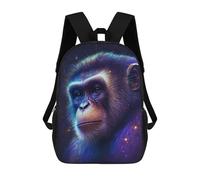 sinyumoney Kids Children 17inch School Backpack Cosmic Chimpanzee Portrait-3 Bookbags Casual Travel Rucksack 3D Printed Boys Girls Large Capacity Daypack