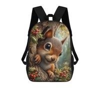 sinyumoney Kids Children 17inch School Backpack Cute Squirrel Peeking from Tree Hollow Bookbags Casual Travel Rucksack 3D Printed Boys Girls Large Capacity Daypack