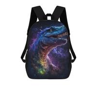 sinyumoney Kids Children 17inch School Backpack Galactic Dinosaur Art Print-10 Bookbags Casual Travel Rucksack 3D Printed Boys Girls Large Capacity Daypack