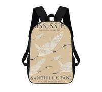 sinyumoney Kids Children 17inch School Backpack Mississippi Sandhill Crane Bookbags Casual Travel Rucksack 3D Printed Boys Girls Large Capacity Daypack