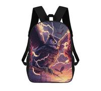 sinyumoney Kids Children 17inch School Backpack Thundering Owl Majesty Bookbags Casual Travel Rucksack 3D Printed Boys Girls Large Capacity Daypack