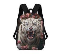 sinyumoney Kids Children 17inch School Backpack White Tiger Roaring Bookbags Casual Travel Rucksack 3D Printed Boys Girls Large Capacity Daypack