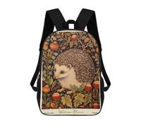 sinyumoney Kids Children 17inch School Backpack William Morris Hedgehog Forest Bookbags Casual Travel Rucksack 3D Printed Boys Girls Large Capacity Daypack