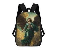sinyumoney Kids Children School Backpack Archangel Raphael in Emerald Green Gown Bookbags Casual Travel Rucksack 3D Printed Boys Girls Large Capacity Daypack 17inch