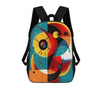 sinyumoney Kids Children School Backpack Celestial Mechanics - Modern Cosmic Geometry in Cyan, Gold, And Vermillion Bookbags Casual Travel Rucksack 3D Printed Boys Girls Large Capacity Daypack 17inch
